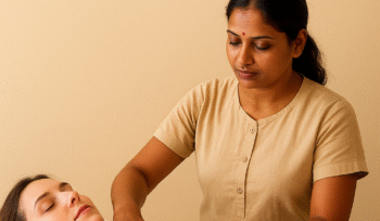 Marma Therapy session at Greenwich Ayurveda Hospital performed by an Ayurvedic therapist for energy balance and relaxation.